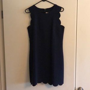 Jcrew navy scalloped sheath dress